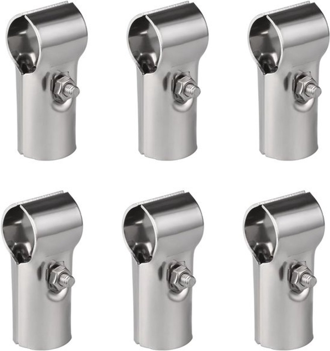 Eindrail T-klem RVS 32 mm - 6 Stuks met Schroeven en Moeren