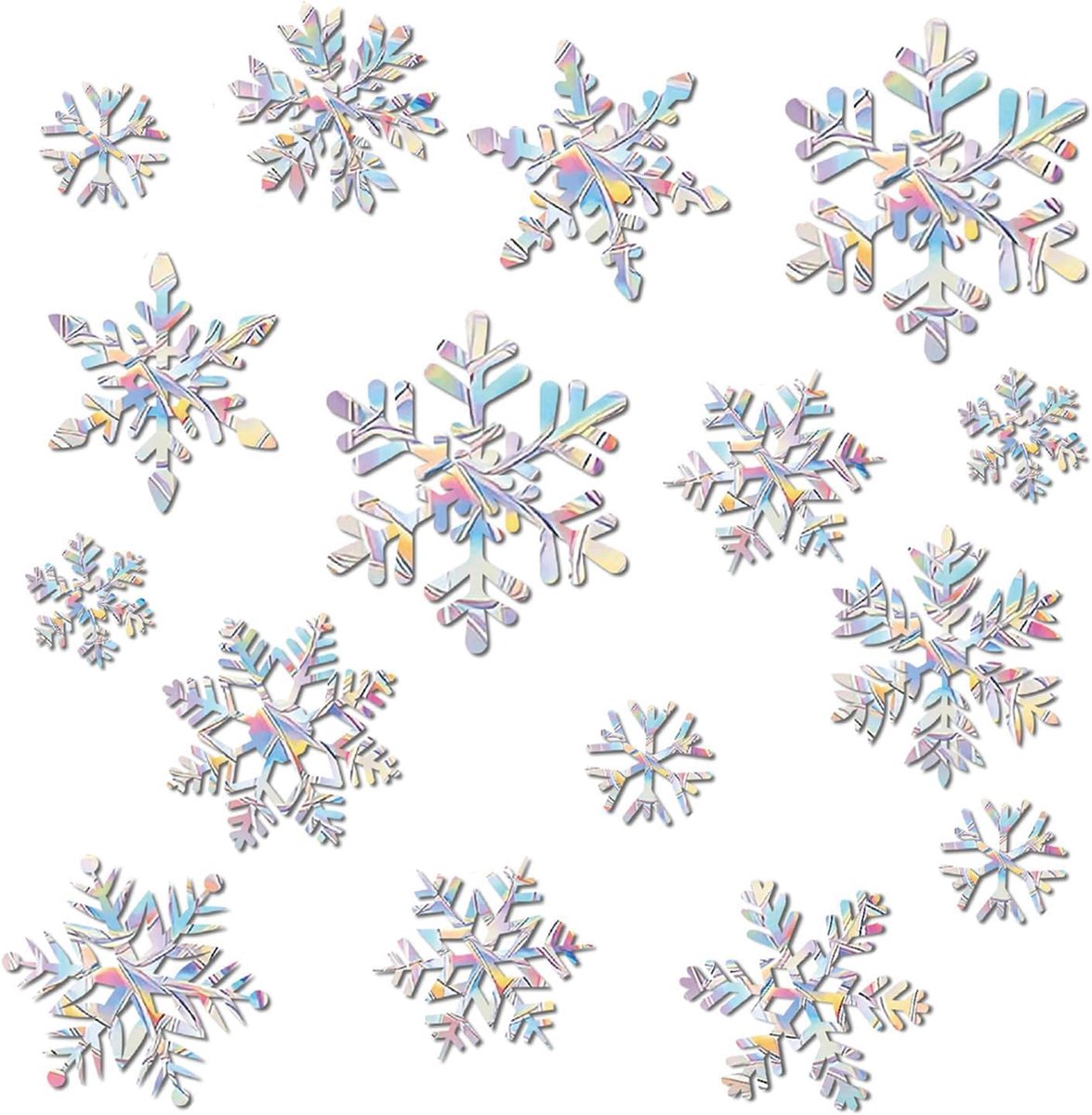 Raamafbeeldingen voor Kerstmis, kerstdecoraties, kerstdecoraties, kerststickers, sneeuwvlokken, decoratief, herbruikbaar, statisch, afneembaar, voor glaswinkel (B)