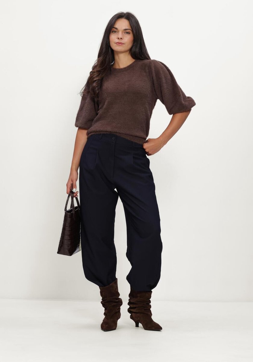 Ruby Tuesday Vivann Short Balloon Sleeve Fluffy Knitted Top Truien & vesten Dames - Sweater - Hoodie - Vest- Bruin - Maat 38