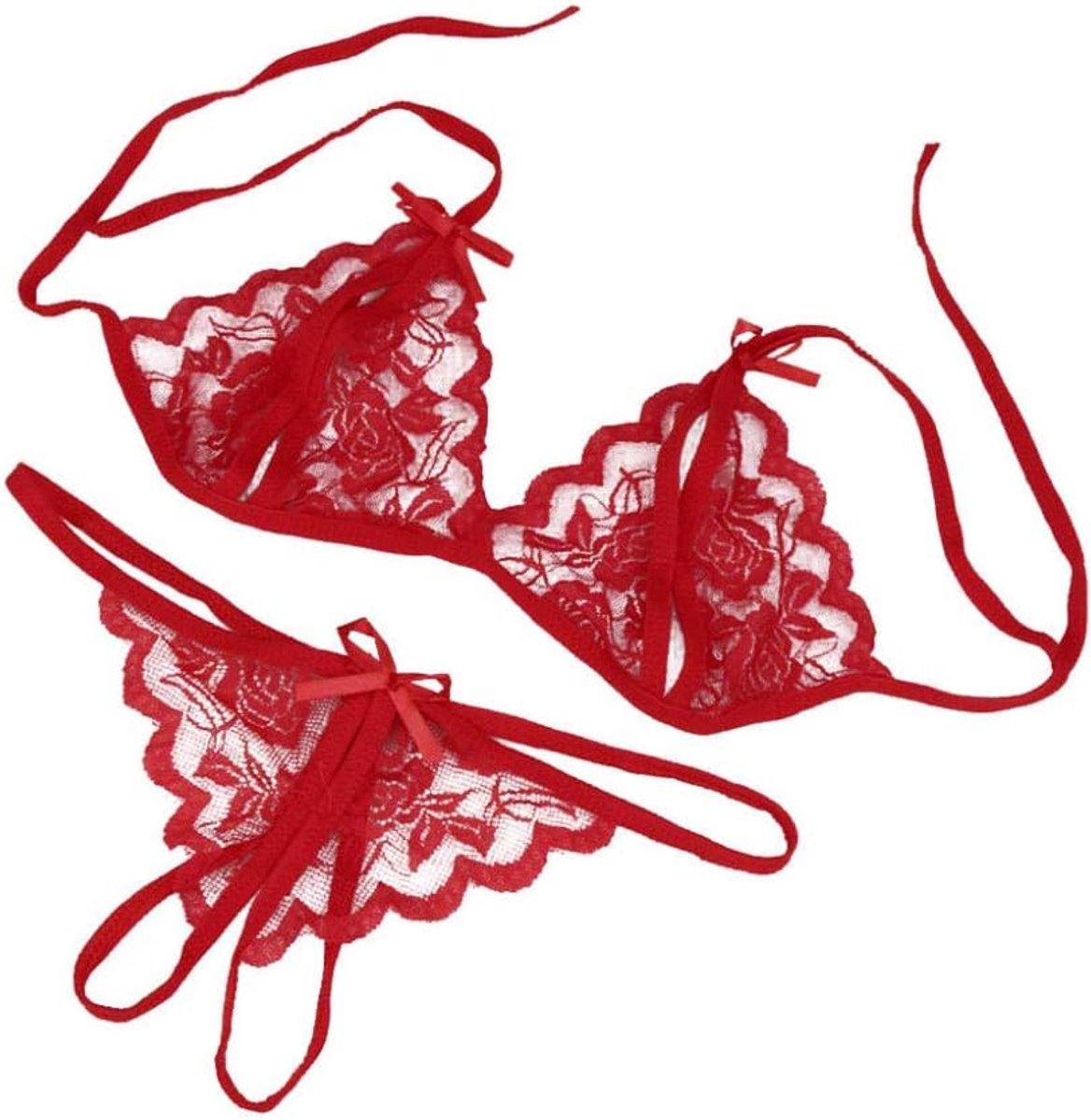 Lingerie Dameslingerie Sexy set kanten Kimono nachtkledingOndergoed Vrouwen Sexy Set Bikini Vrouwen Sexy Lingerie Kanten Ondergoed Nachtkleding G-string Lingerie Erotische Kostuums-red_S