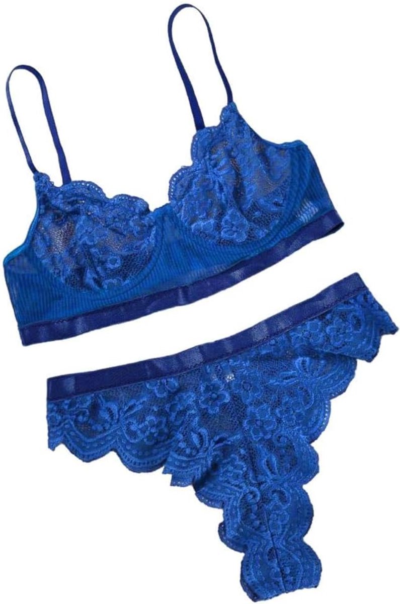 Babydolls, nachtjaponnen & negligés Vrouwen Erotische Lingerie Bandage Nachtkleding Kanten BH met G-string Set-Rojo_L