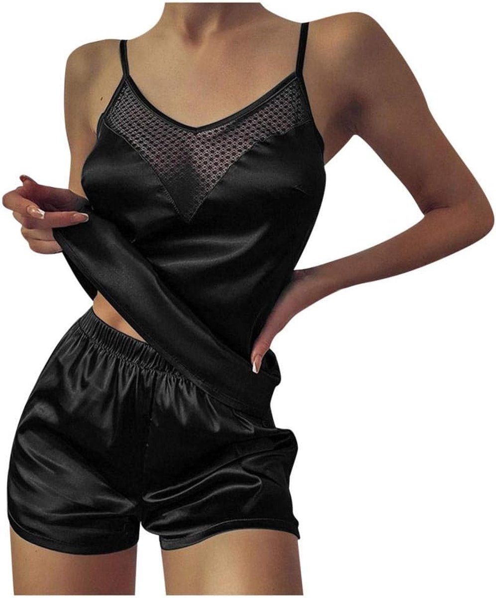 Lingerie Dameslingerie Dames sexy pyjama riem mouwloze nachtkleding satijnen top en korte broek