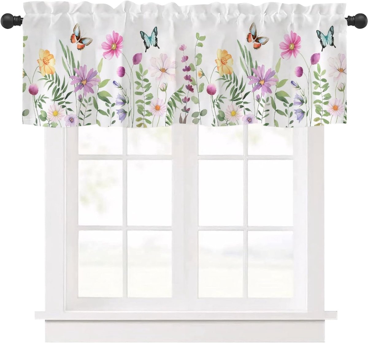 Gordijn voor de keuken met bloemenpatroon, 137 × 45 cm Moderne decoratieve gordijnen voor het balkon, roze