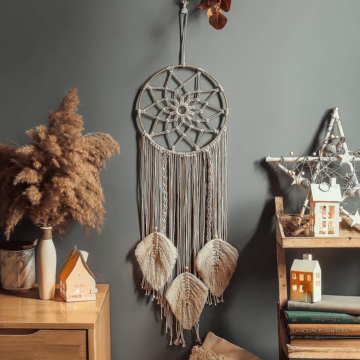 Dromenvanger, macramé, handgemaakt, wanddecoratie, voor slaapkamer, woonkamer, bruiloft, prenatale feest, woondecoratie, cadeau voor meisje, kind, 3