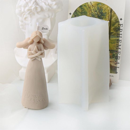 Siliconen engel, 3D-engel met ster, siliconen vorm voor fondant, chocolade, sojawas, kaarsen, zeep, gips, epoxyhars, beton, handwerk (B) — afbeelding 2