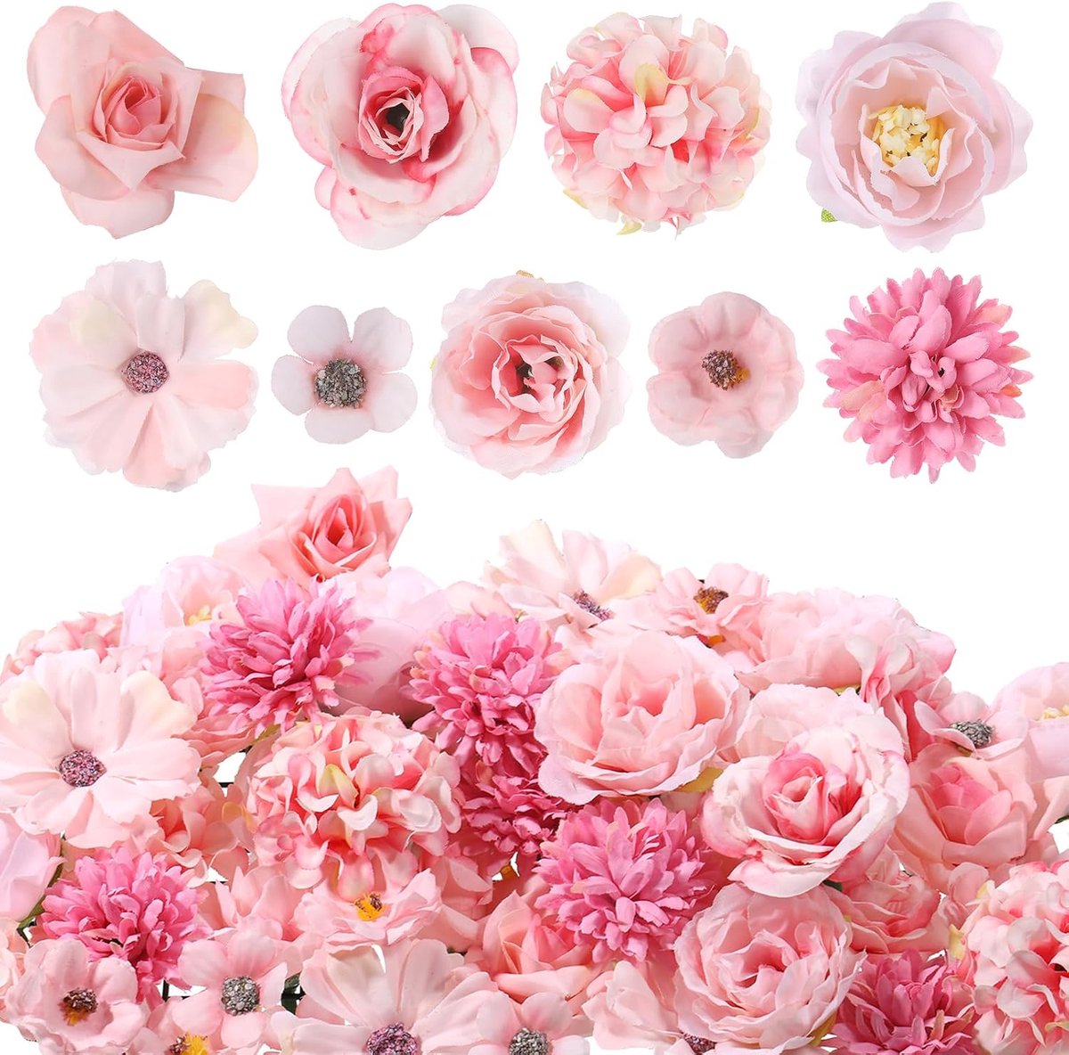 Kunstbloemen, kleine kunstbloemen, kunstbloemen, kunstbloemen, om op te naaien, zijden bloemen voor doe-het-zelf, knutselen, bruiloft, feest, thuis, handwerk, decoratie