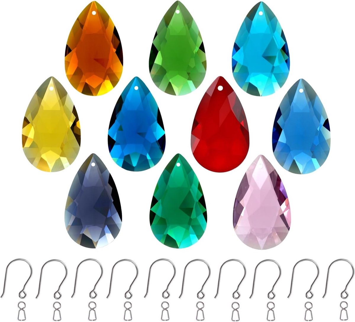 10 stuks kristallen gekleurde 38 mm glazen kroonluchter, prismahanger voor doe-het-zelf sieraden, zonnecollector, ornament, FengShui-decoratie