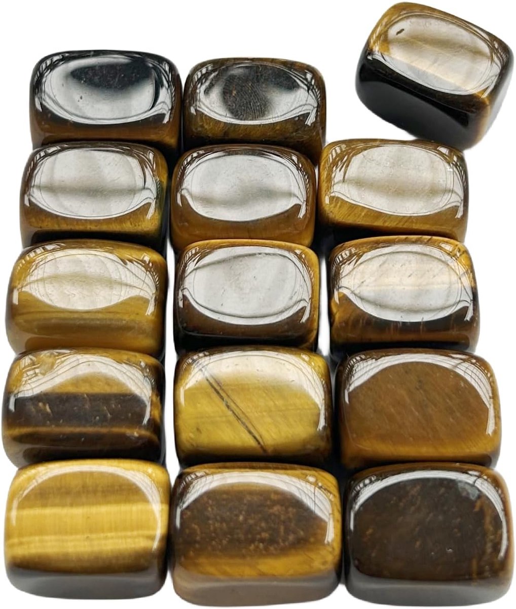 15 stuks tijgeroog 0,7 inch regelblok tumbled gepolijste Reiki-kristallen en helende steen voor doe-het-zelf edelstenen, gepolijste stenen, rokverzameling, vaas-vulling