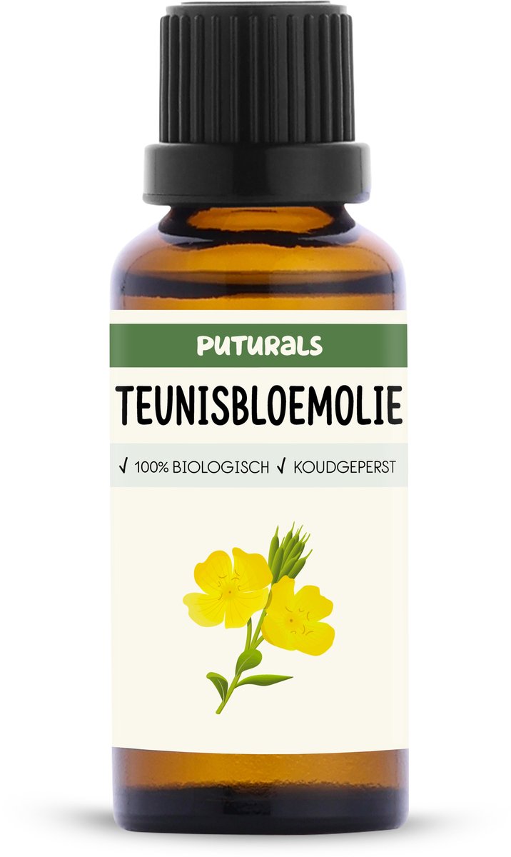 Puturals Teunisbloemolie 100% Biologisch - 30ml - Koudgeperst en Puur - Evening Primrose Oil voor Eczeem en Acne