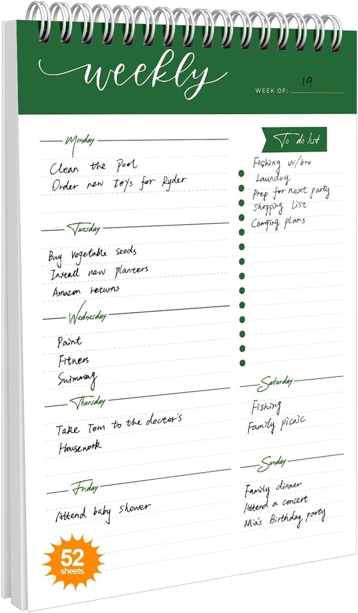 SnelShoppen - Weekly Planner Notitieboek - Taaklijst Notepad met 52 Ongeorganiseerde Bladen 17.5 x 25 cm - B5 Checklist voor Werk, Studie en Dagelijks
