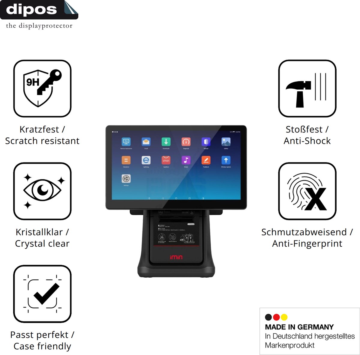 dipos – 2x Pantserfolie geschikt voor IMIN D4 / Pro D4-503 D4-505 | 9H Screenprotector