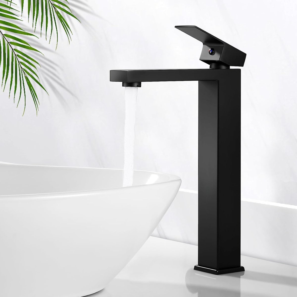 SnelShoppen - Hoogwaardige Zwarte Badkamer Wastafelmengkraan, RVS SUS304, 295mm Hoog, Vierkante Design Kraan voor Badkamer, Corrosiebestendig, Eenvoud