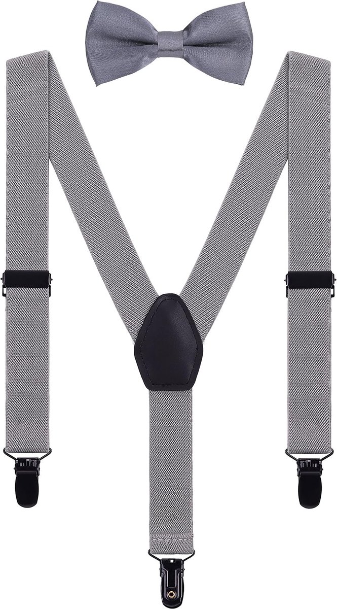 Suspenders set voor volwassenen en kinderen - 3 zwarte clips Y-vorm 2,5 cm - solide ontwerp - ideaal voor feestjes - ShopVlot