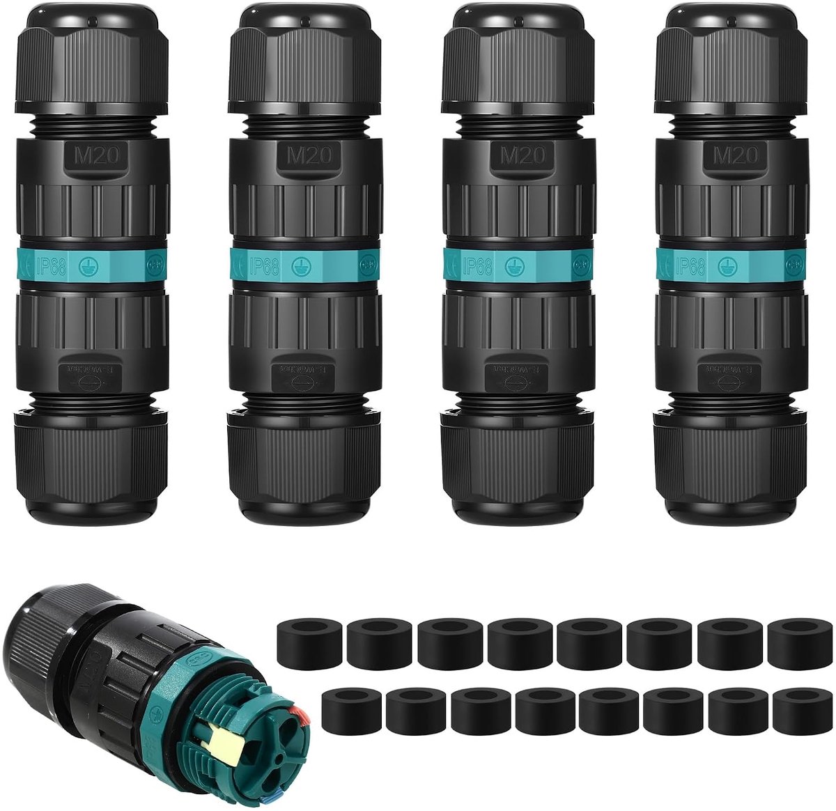 Waterdichte kabelverbinding IP68 - 4 stuks - voor kabeldiameter 5-12 mm - ideaal voor buitengebruik - ShopVlot