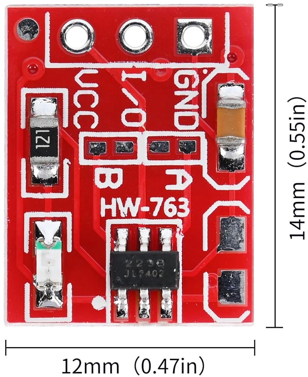 TTP223 Capacitive Touch Switch Module - 2,5-5,5V DC - 10 stuks - Momentary of zelfvergrendeling - ShopVlot