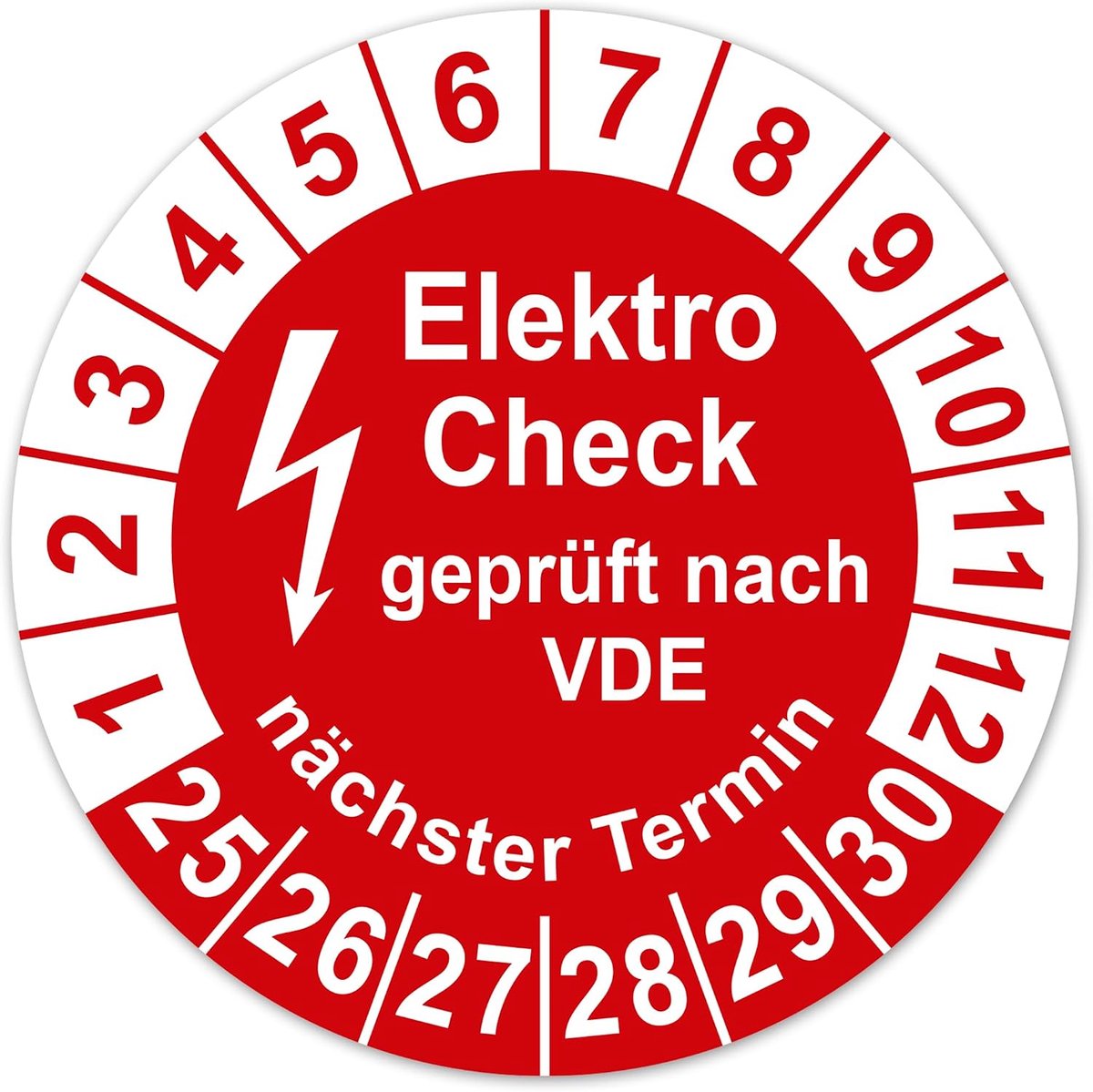 Testplaatje elektro-check 30 mm - testetiketten 2025-2030 - waterbestendig - documentatie elektrische veiligheid - ShopVlot