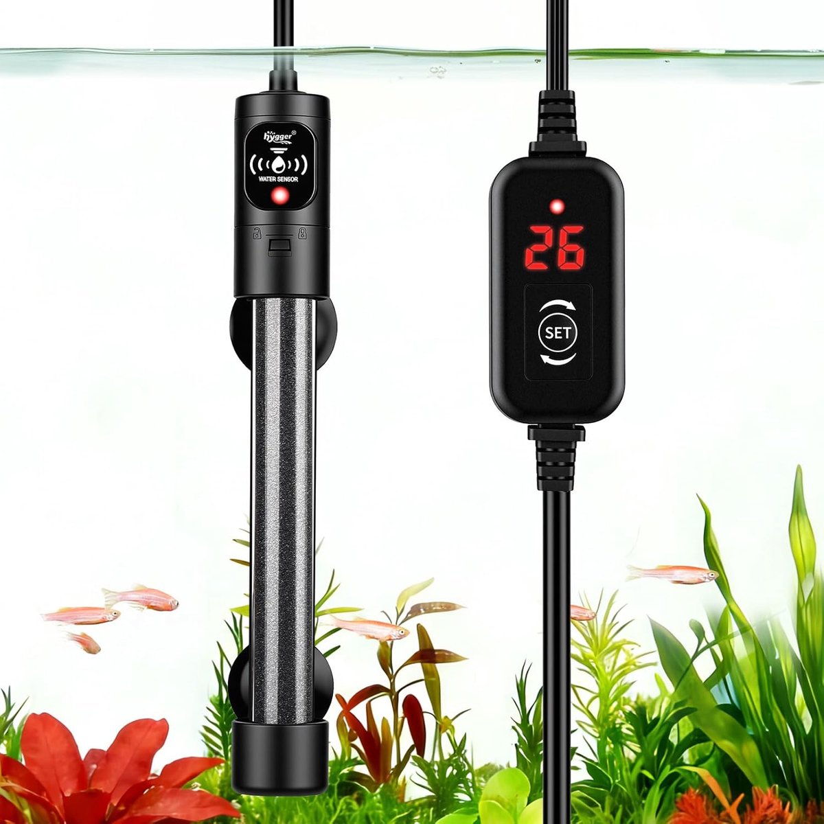SnelShoppen - Aquariumverwarming 300 W met Digitale Temperatuurregelaar - Instelbare Dompelverwarming voor 152-302 L Zoet- en Zoutwatertanks (15-34 °C