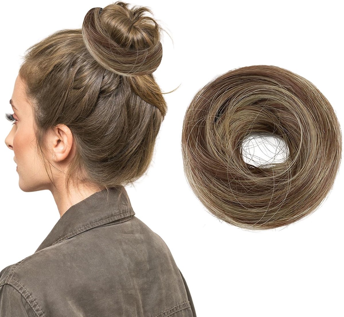 Dutt Haarstuk 12H24 - Volume Neppunt met Elastische Band - 8 Kleuren voor Natuurlijke Look - Ideaal voor Sport - ShopVlot