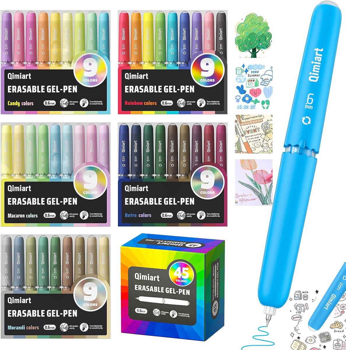 SnelShoppen - Set van 45 Erasable Gelpennen met Thermosensitieve Inkt, Diverse Kleuren, 0.6 mm Punt, Ideaal voor School, Kantoor en Thuis - Perfect vo