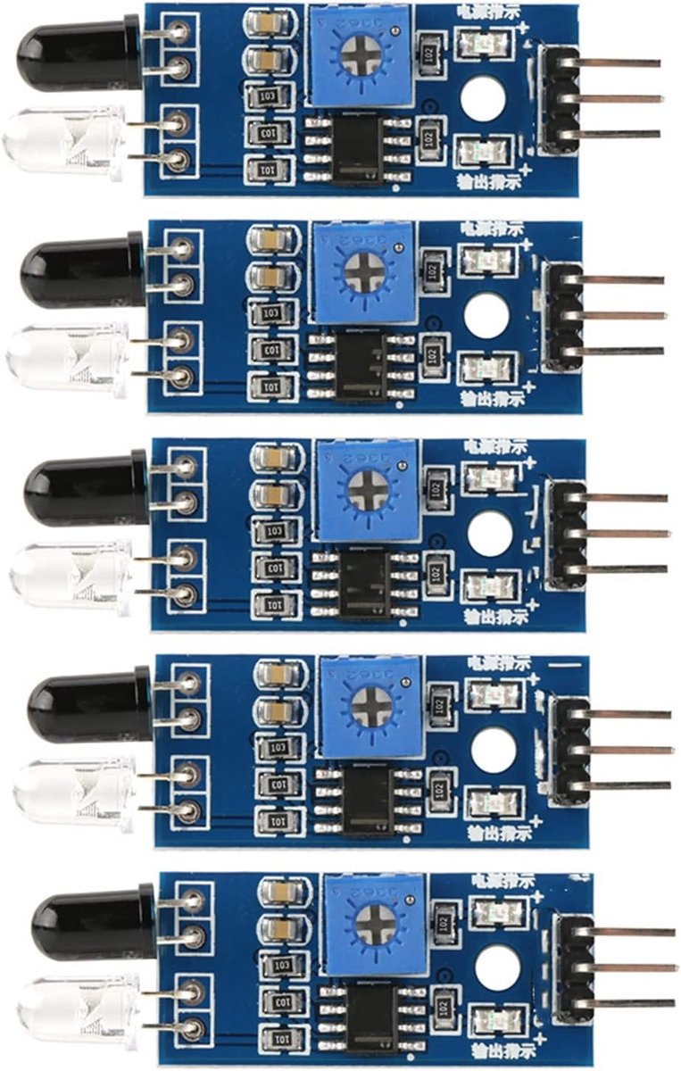 IR Obstakelvermeidend Sensor Module - 5 Stuks - Infrarood Barrière - Geschikt voor Robotica - ShopVlot