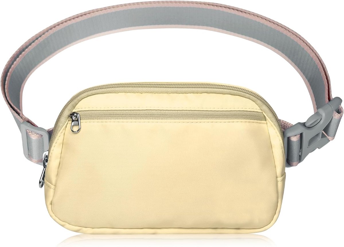 SnelShoppen - Lightweight Fanny Pack Unisex voor Dames en Heren, Mini Heuptas met Verstelbare Band voor Hardlopen, Training en Reizen, Beige, Stijlvol