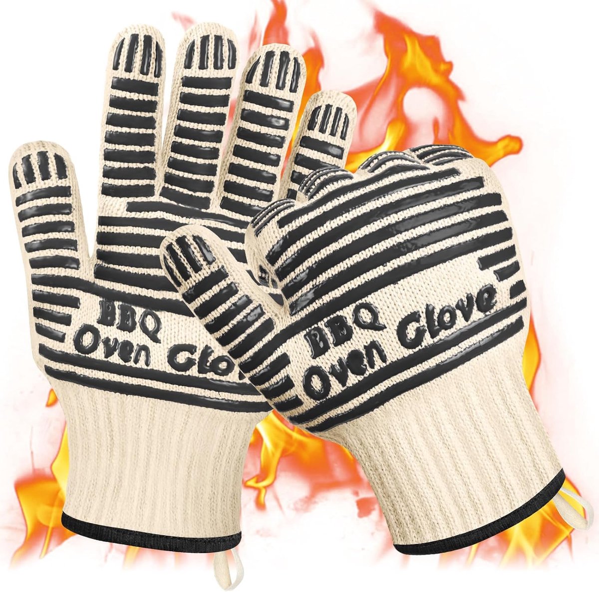 SnelShoppen - Hittebestendige Ovenwanten - Siliconen Antislip Gebreide Handschoenen - Tot 350 °C - Voor Bakken, Grillen, Koken en Barbecueën - Zwart -