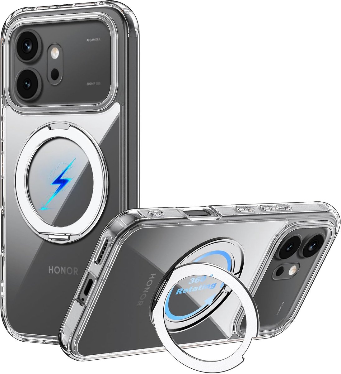 Beschermhoes voor Honor 600/600 Pro 5G - transparant PC-hoes - 360° draaibaar - valbescherming - ShopVlot