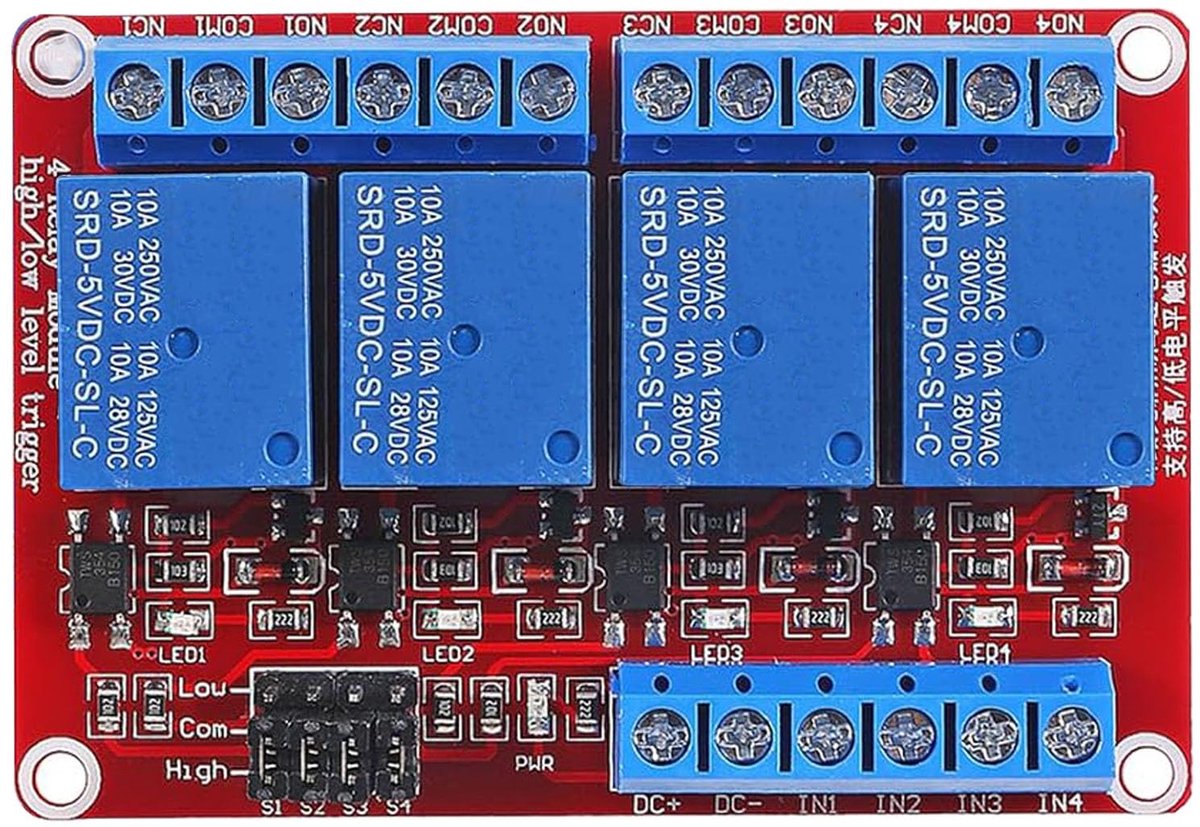 4-kanaals relaismodule 5V - opto-isolator - afzonderlijk te schakelen - ideaal voor Raspberry Pi en Arduino - ShopVlot