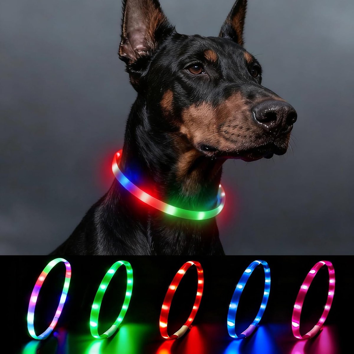 SnelShoppen - Luminous Dog Collar USB Oplaadbaar Waterdicht Verstelbaar LED Halsband voor Medium tot Grote Honden met 4 Verlichtingsmodi