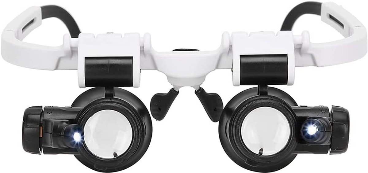 SnelShoppen - 8X 15x 23x Verstelbare Hoofd Magnifier met LED Licht, Handfree Leesloep voor Tattoo, Juwelier Reparatie, Comfortabele Draagbare Verlicht