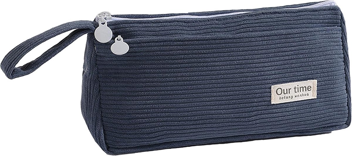 SnelShoppen - Corduroy Pennenblik met Handvat, Grote Capaciteit Met 2 Compartimenten, Draagbare Stationery Organiser, Vuilafstotende Nylon Voering, Bl