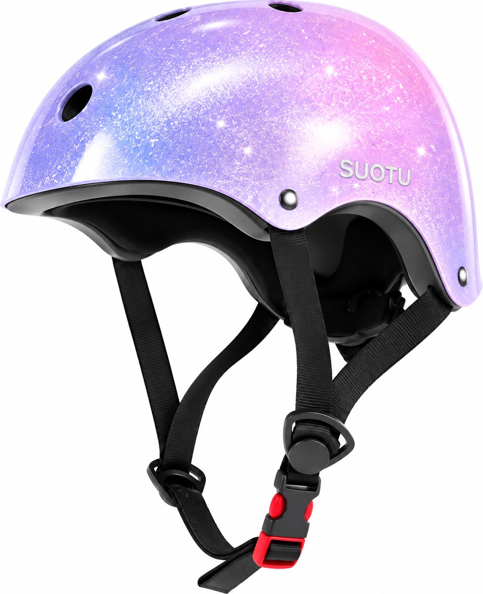 Suotu Kinderhelm - Verstelbare Fietshelm & Skatehelm - Voor Fietsen, Steppen, Skateboarden & BMX - Maat S - Paars