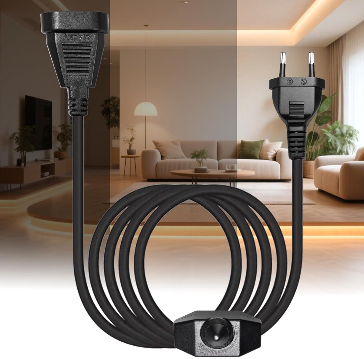 SnelShoppen - LED Dimmer Met Schakelaar 230V 2m Dimmers Voor Dimbare LED Lampen 1-100W, Geschikt Voor Neon LED Strips, Thuis, Tuin, Keuken