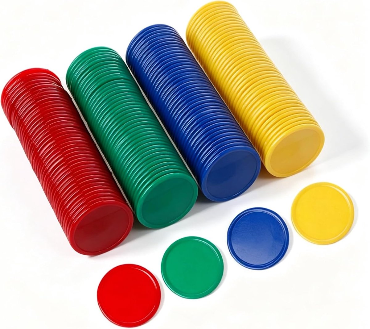 Speelchips, kunststof tellers, verpakking van 160 stuks, gekleurde bingo-chips, kleurteller voor wiskunde, wiskunde of spelletjes, leermiddelen