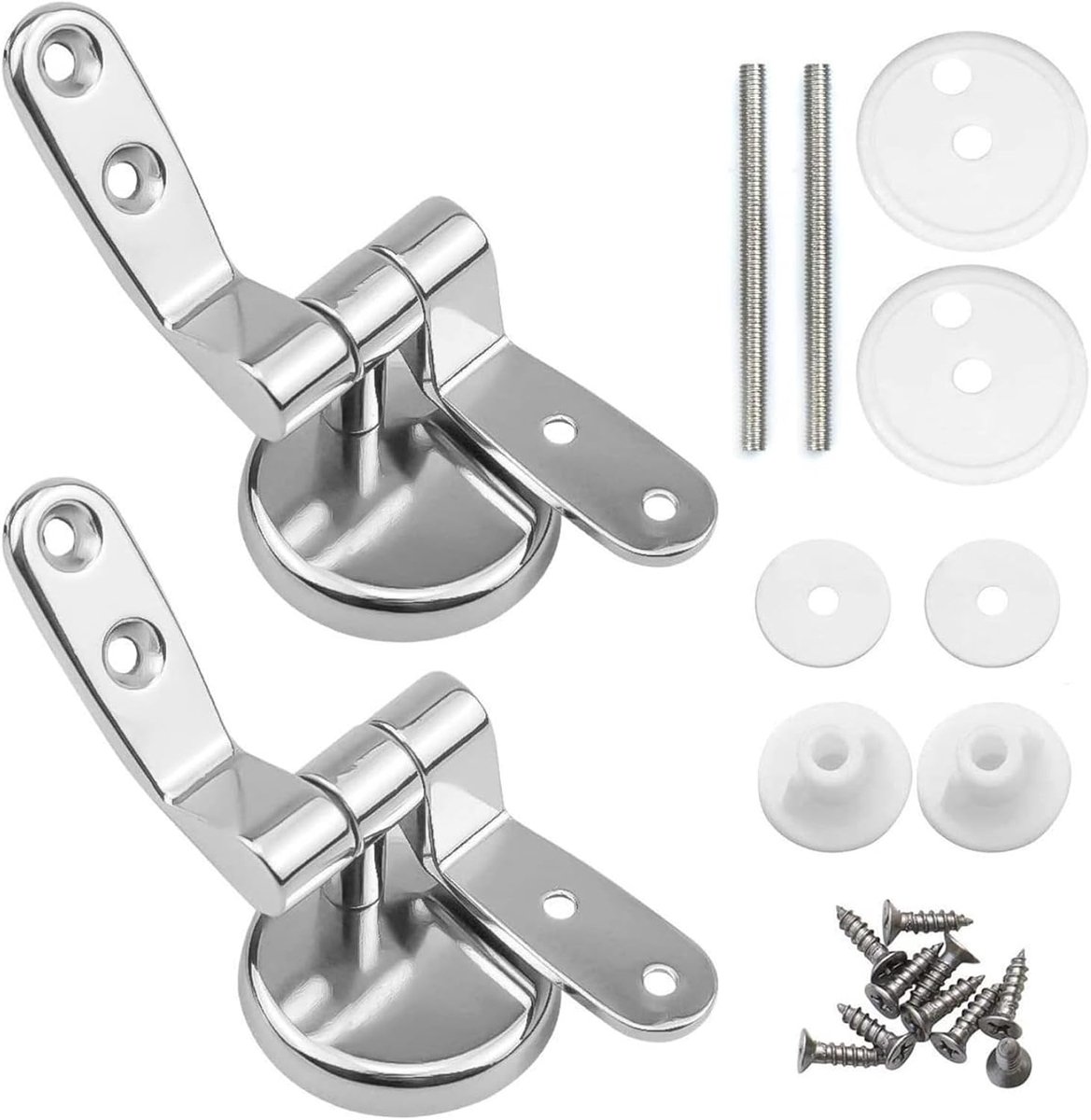 Toiletbril Scharnier Set - 2 stuks - Zinklegering - Universele - Scharnier Vervangset - Inclusief installatiekit - Geschikt voor Woningen, Restaurants, Openbare Toiletten en Hotels