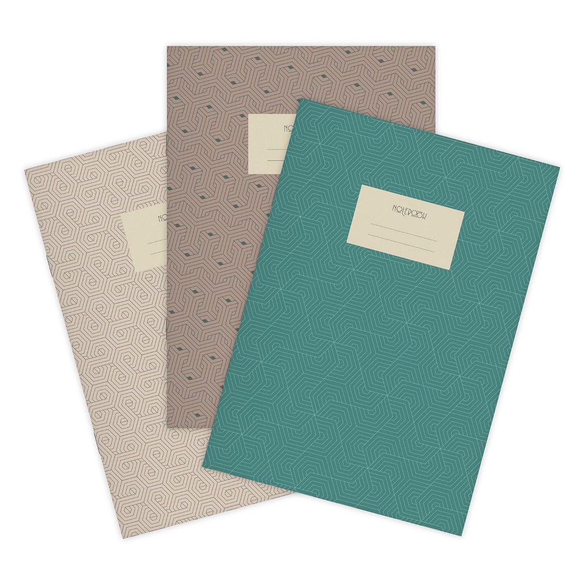 Etmamu 147 3-delige set notitieschriften A5 | geometrisch patroon, 32 vellen geruit