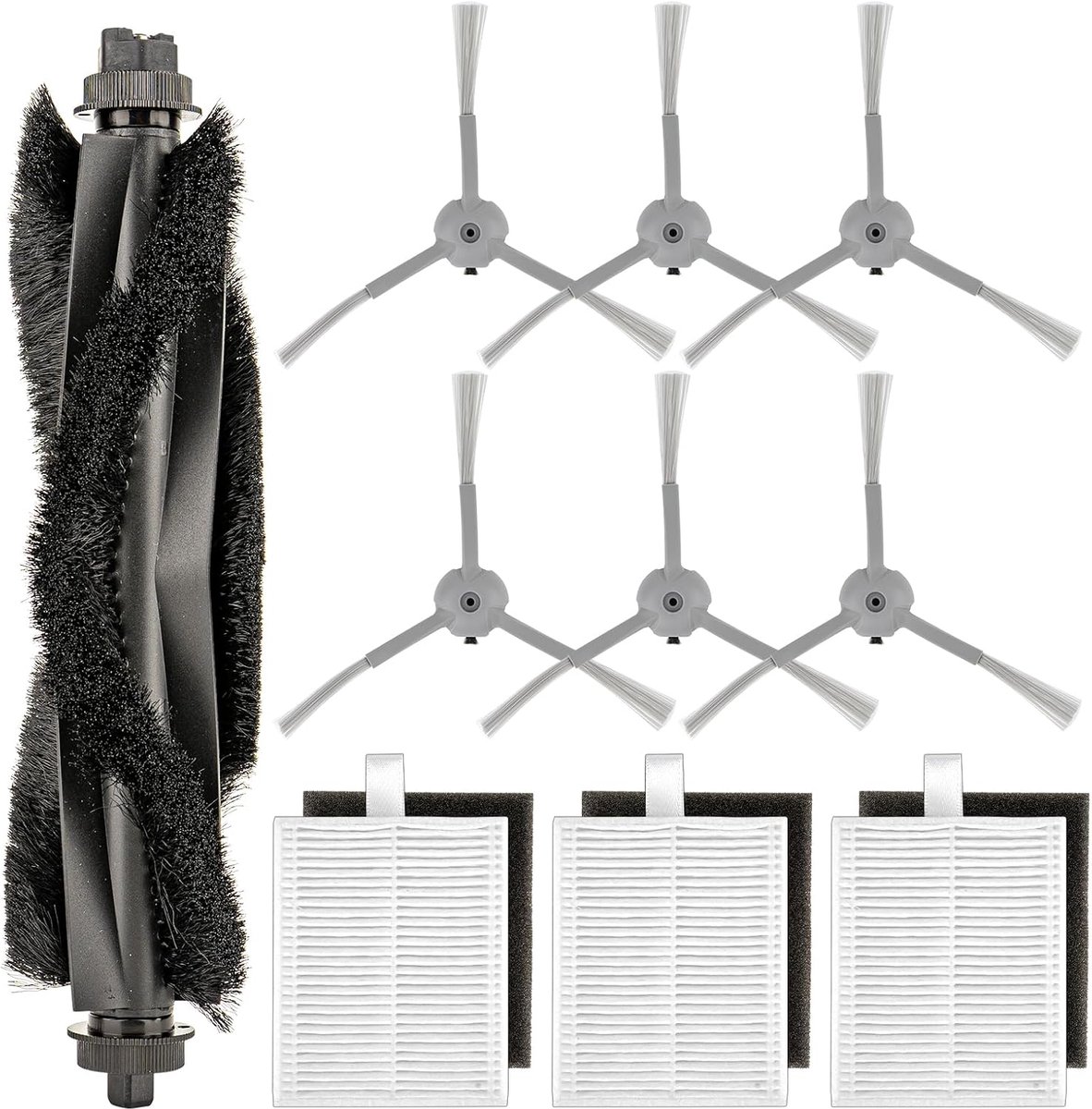 (10 Stuks) L60 L50 Vervangende Onderdelen Compatibel met Eufy L60, L60 Hybrid, L60 Ses, L50 Ses, L50-Serie Robotstofzuigers, Accessoireset, 1 Rolborstel, 3 Hepa-Filters En Schuimfilters, 6 Zijborstels