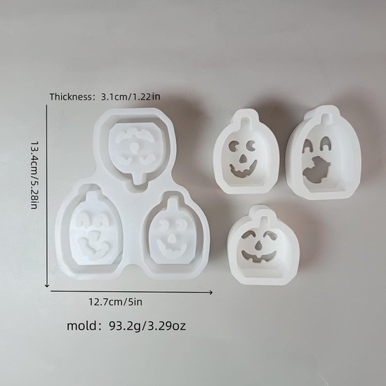 4 stuks siliconen gietvormen, pompoen, 3D-pompoen, siliconen vorm, Halloween gietvorm, kaarsenhouder, pompoen met gipsvormen voor gieten, gietvormen, siliconen pompoen, siliconen vorm, theelichthouder — afbeelding 2
