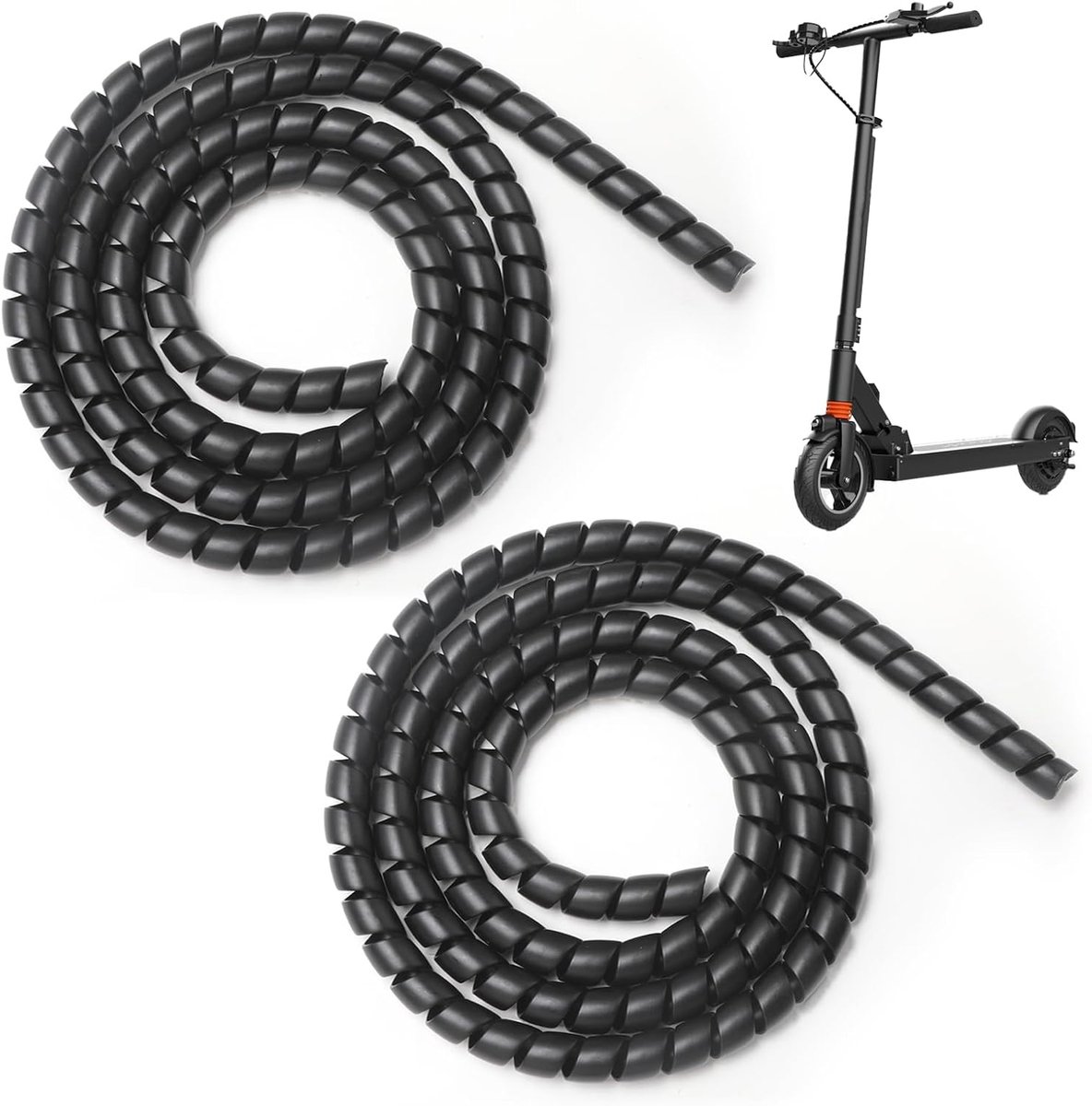 2 stuks zwarte spiraalkabelslang, flexibele siliconen kabelbescherming voor Xiaomi 1s/M365/Pro Ninebot Scooter (e-scooter accessoire), 120 cm