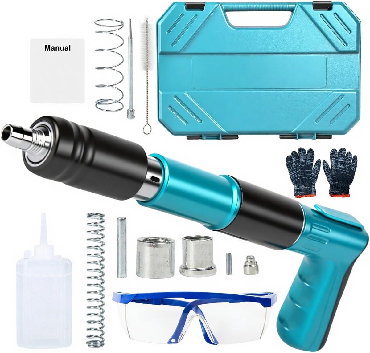 Handmatig met Geluiddemper, Concrete Nail Gun, 5 Versnellingen Instelbaar Spijkerpistool voor Bakstenen Muren, Betonnen Wanden en Dikke Houten Planken