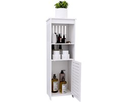PIPIPOXER Badkamerkast- Hoog - Opbergkast met 1 deuren, 3 planken-ruimtebesparend badkamerrek voor badkamer，woonkamer, keuken, 23 x 20 x 78 cm-Wit