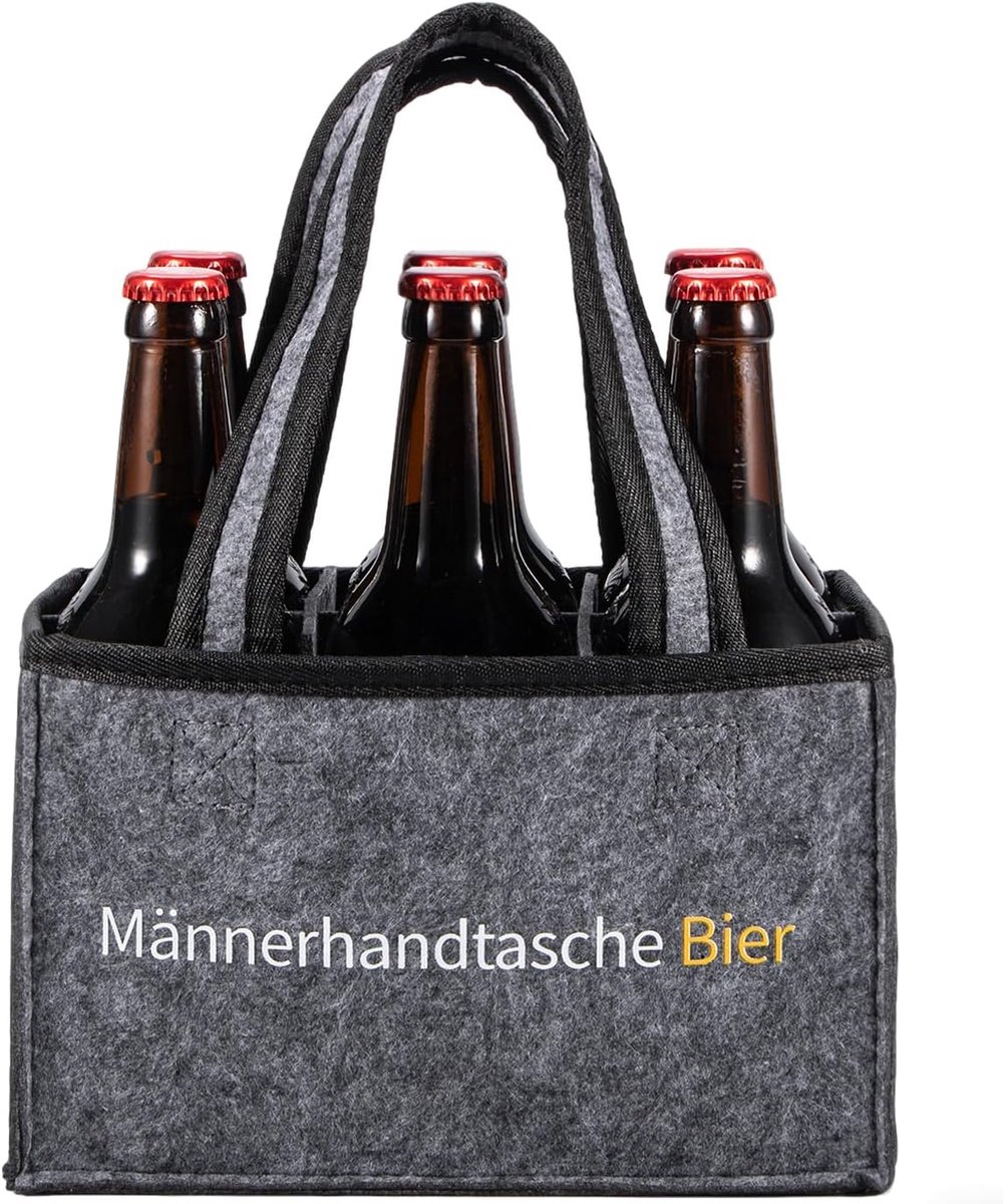 Bier - flessentas 6 flessen, biercadeaus voor mannen, grappige gepersonaliseerde herenhandtas, cadeaus voor heren, bierfeest, mannengeschenken