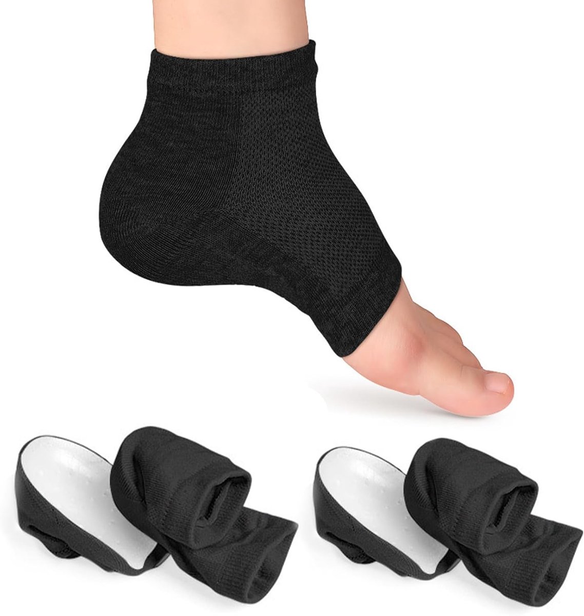 2 paar onzichtbare sokken, hoogte max inlegzolen, halve hoogte, comfortabele hakken voor dames en heren, interviews, afspraken, feestjes (2,5 cm + 3,5 cm, zwart)