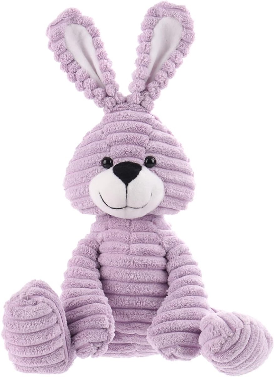 Lamb Knuffeldier, paarse haas, 23 cm, pluche speelgoed voor kinderen en baby's, pluizig knuffeldier om te spelen, cadeau en te knuffelen, gezellig knuffeldier, corduroy konijn