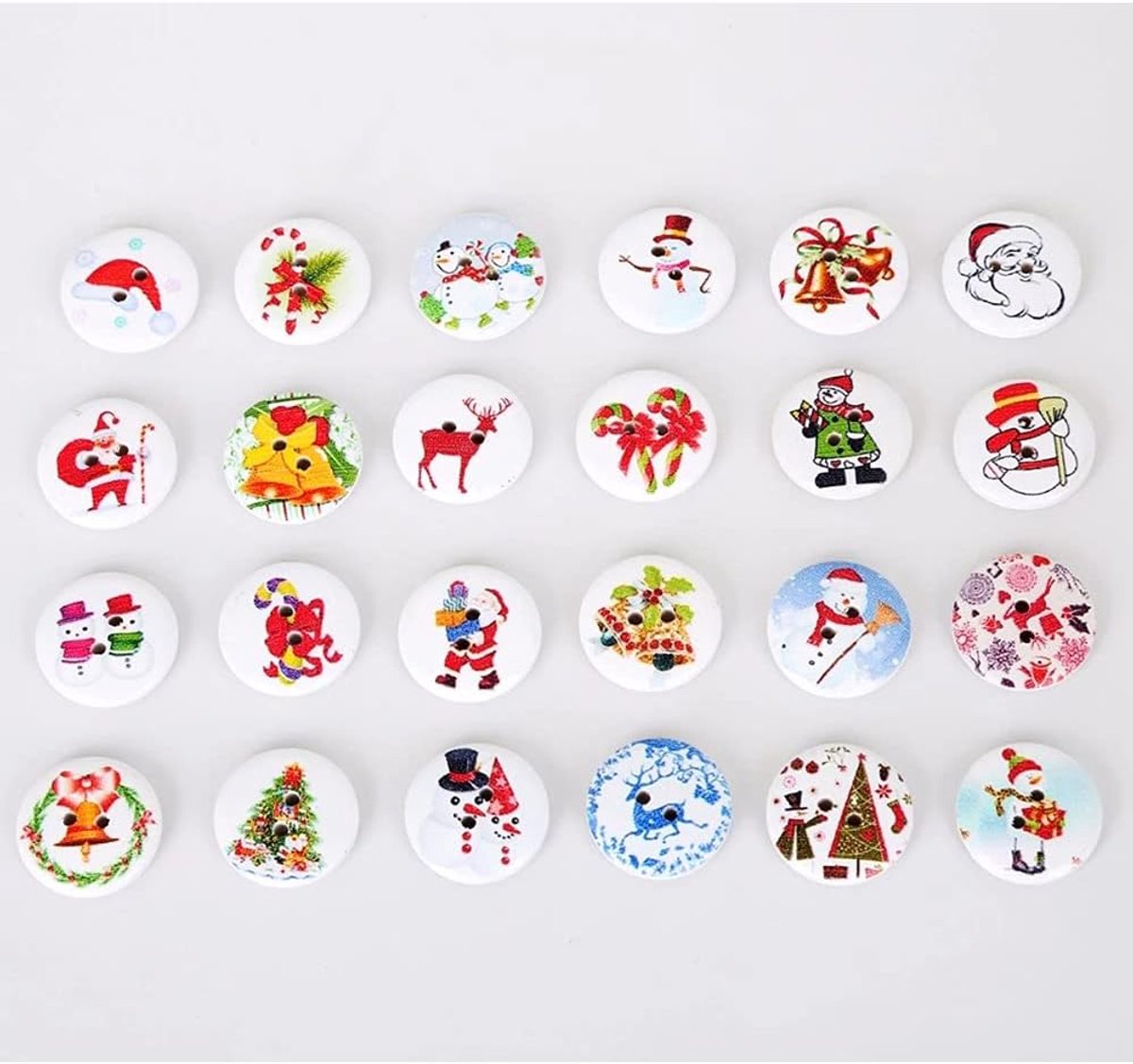 50 stuks willekeurige gemengde 2 gaatjes kerstdecoratie knopen gemengde naaien houten scrapbooking knopen voor naaien ambachten