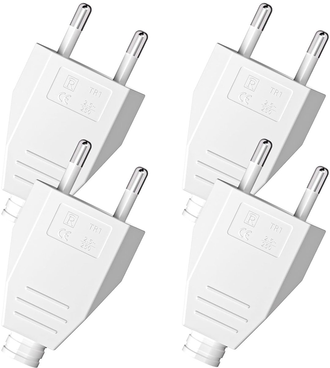Plat, 4 stuks, 220 V/2,5 A, Schuko-stekker, platte eurostekker, stroomstekker voor Europa