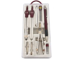 Passerset 9-Delig – Geometrieset met Passers, Vulpotlood & Tekenaccessoires – School Tekeninstrumenten – In Opbergdoos