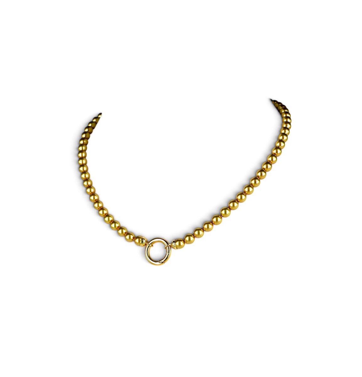 KAYEE - Parelketting van 6mm Swarovski parels - goudkleurig - 42cm