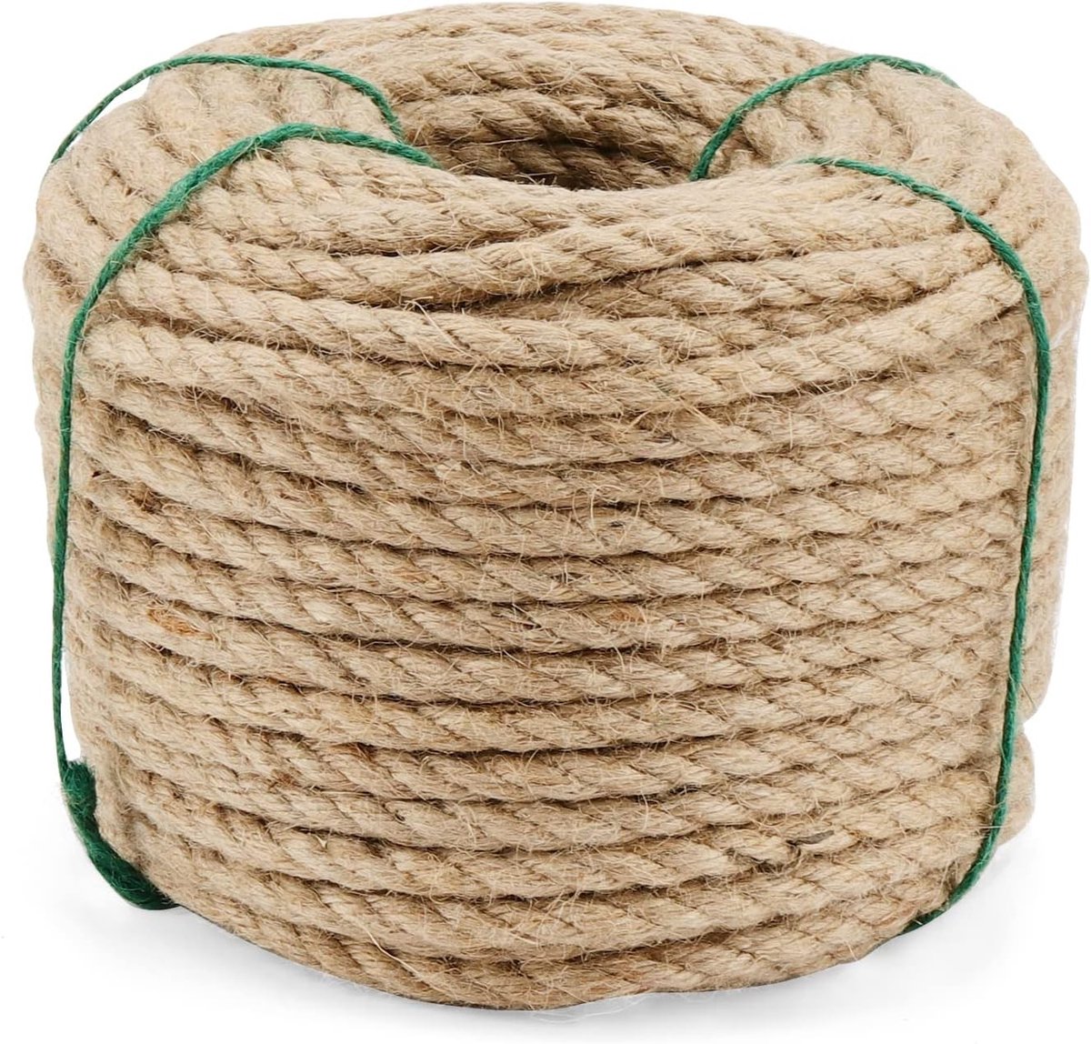 Dikke Jute Touw van 50m x 8mm, Geschikt voor Krabpaal, Trekspel en Bagage Bevestiging, Sterk en Duurzaam Jute Koord