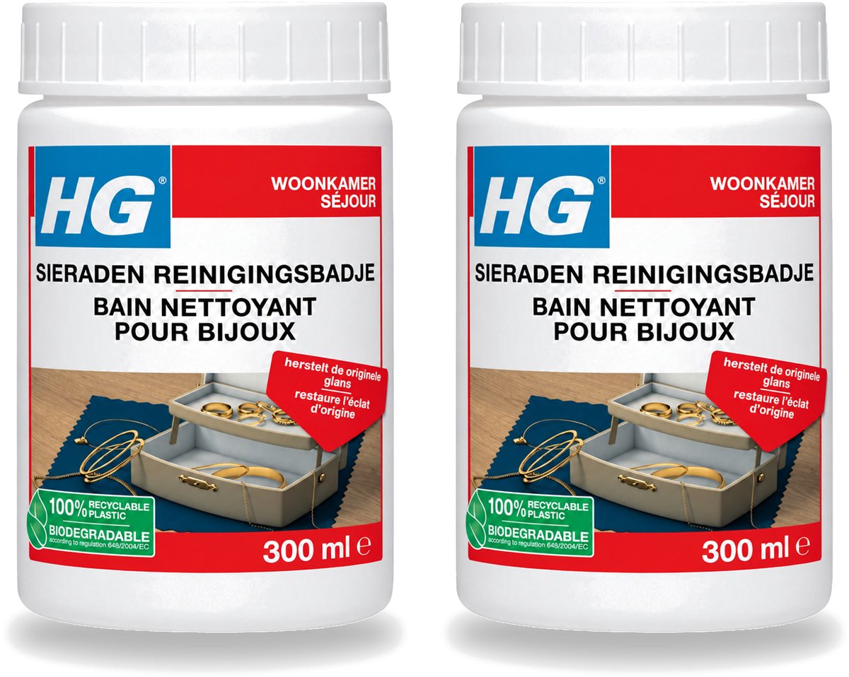 2 x HG - Sieraden Reinigingsbadje - Glansherstellend - 300 ml - Bulkverpakking - 2 stuks